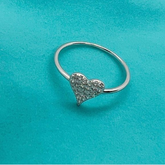 Jewelry - Sterling silver heart ring with cubic zirconia stones